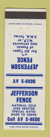 Matchbook Cover - Jefferson Fence