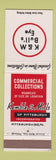 Matchbook Cover - Kemble & Mills Commercial Collections Pittsburgh PA