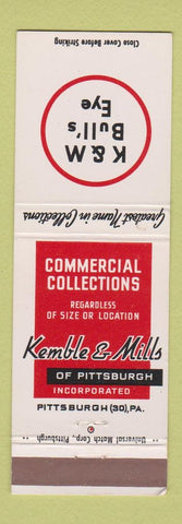 Matchbook Cover - Kemble & Mills Commercial Collections Pittsburgh PA