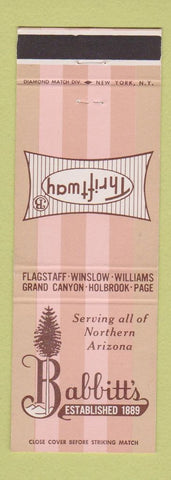 Matchbook Cover - Babbitt's Flagsatff Winslow Page Holbrook Williams AZ