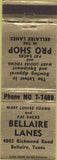 Matchbook Cover - Bellaire Lanes bowling TX