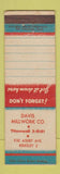 Matchbook Cover - Davis Millwork Company Berkeley CA WEAR