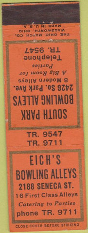 Matchbook Cover - South Park Bowling Alleys Buffalo NY
