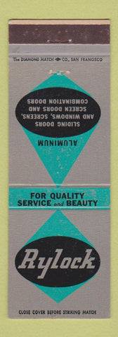 Matchbook Cover - Rylock Aluminum Doors Windows San Leandro CA