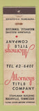Matchbook Cover - Attorneys Title Company Nashville TN