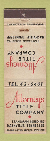 Matchbook Cover - Attorneys Title Company Nashville TN