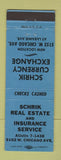 Matchbook Cover - Schrik Real Estate Insurance Chicago IL Currency Exchange BLUE