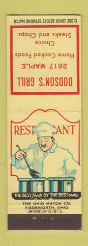 Matchbook Cover - Dodson's Grill