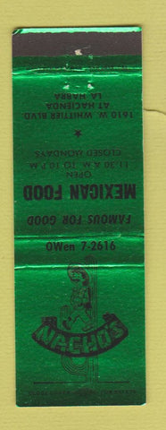 Matchbook Cover - Nacho's Mexican Restaurant La Habra CA