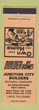Matchbook Cover - Junction City Builders KS ORANGE