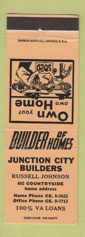 Matchbook Cover - Junction City Builders KS ORANGE
