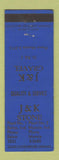 Matchbook Cover - J&K Stone Muncie IN Eaton