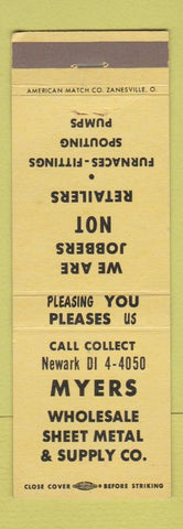 Matchbook Cover - Myers Wholesale Sheet Metal Newark? OH