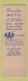 Matchbook Cover - Paradise Motel Niagara Falls NY