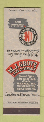 Matchbook Cover - Frederick County Lime Frederick MD Stephens City VA