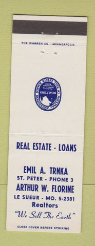 Matchbook Cover - Real Estate Trinka Florine St Peter Le Sueur MO