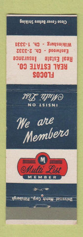Matchbook Cover - Flocos Real Estate Company Eastwood Wilkinsburg PA