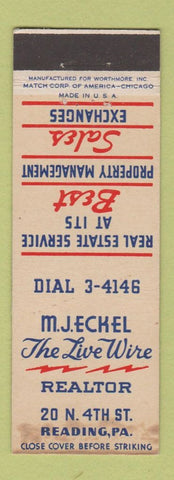 Matchbook Cover - MJ Eckel Real Estate Reading PA WEAR