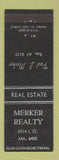 Matchbook Cover - Merker Real Estate