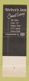 Matchbook Cover - Weber's Inn Ann Arbor MI restaurant motel