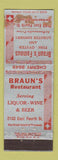 Matchbook Cover - Braun's Restaurant WORN