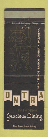 Matchbook Cover - Ontra Restaurant Pasadena CA WEAR