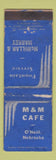 Matchbook Cover - M&M Cafe O'Neill NE WORN