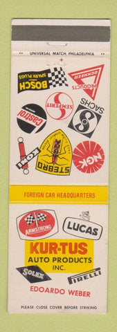 Matchbook Cover - Kur-Tus Auto Products Bosch Solex Philadelphia PA WEAR