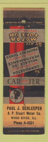 Matchbook Cover - Carbureter Carburetor Paul Schleeper Wood River IL WORN