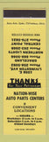 Matchbook Cover - Nation Wise Auto Parts Centers Reynoldsburg OH