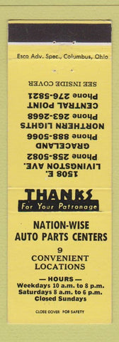 Matchbook Cover - Nation Wise Auto Parts Centers Reynoldsburg OH