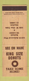 Matchbook Cover - King Size Donuts Burbank Glendale CA