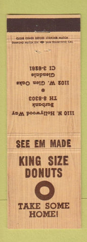 Matchbook Cover - King Size Donuts Burbank Glendale CA