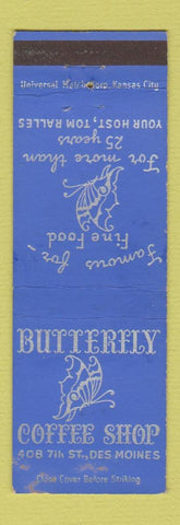 Matchbook Cover - Butterfly Coffee Shop Des Moines IA