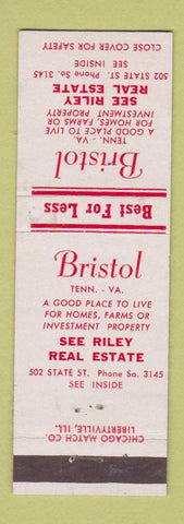 Matchbook Cover - Riley Real Estate Bristol VA TN
