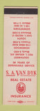 Matchbook Cover - SA Van Dyk Real Estate Insurance Chicago IL