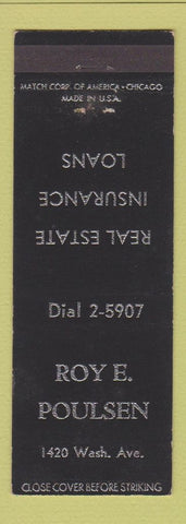 Matchbook Cover - Roy Poulsen Real Estate Insurance Racine WI