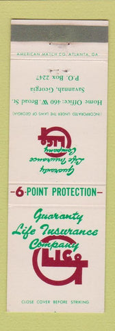 Matchbook Cover - Guaranty Life Insurance Company Savannah GA