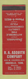 Matchbook Cover - AA Asquith Insurance Knoxville TN