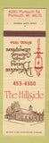 Matchbook Cover - The Hillside Restaurant Plymouth MI