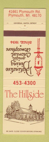 Matchbook Cover - The Hillside Restaurant Plymouth MI