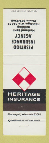 Matchbook Cover - Heritage Insurance Peshtigo WI