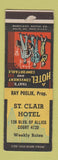 Matchbook Cover - St Clair Hotel Pittsburgh PA WORN