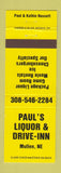 Matchbook Cover - Paul's Liquor Mullen NE
