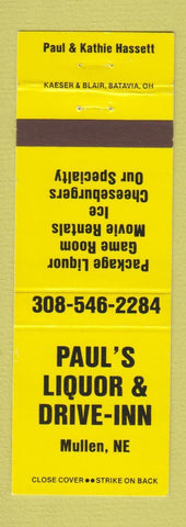 Matchbook Cover - Paul's Liquor Mullen NE