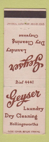 Matchbook Cover - Geyser Laundry Dry Cleaning Hollingsworths WY