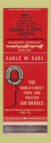Matchbook Cover - Bendix Westinghouse Air Brakes Bailey Sharon PA New Castle