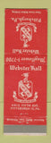 Matchbook Cover - Webster Hall Pittsburgh PA
