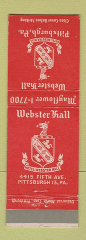 Matchbook Cover - Webster Hall Pittsburgh PA