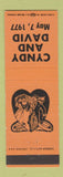 Matchbook Cover - Cyndy and Davis Marriage 1977